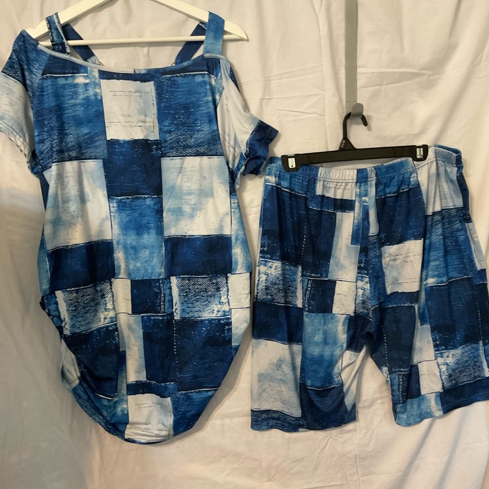 Chic Blue And White Patchwork Set - image 6